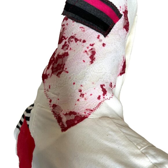 Handmade Patchwork Jacket Size XS Small White Red Mummy Zombie Bloody Cosplay S - Picture 5 of 14